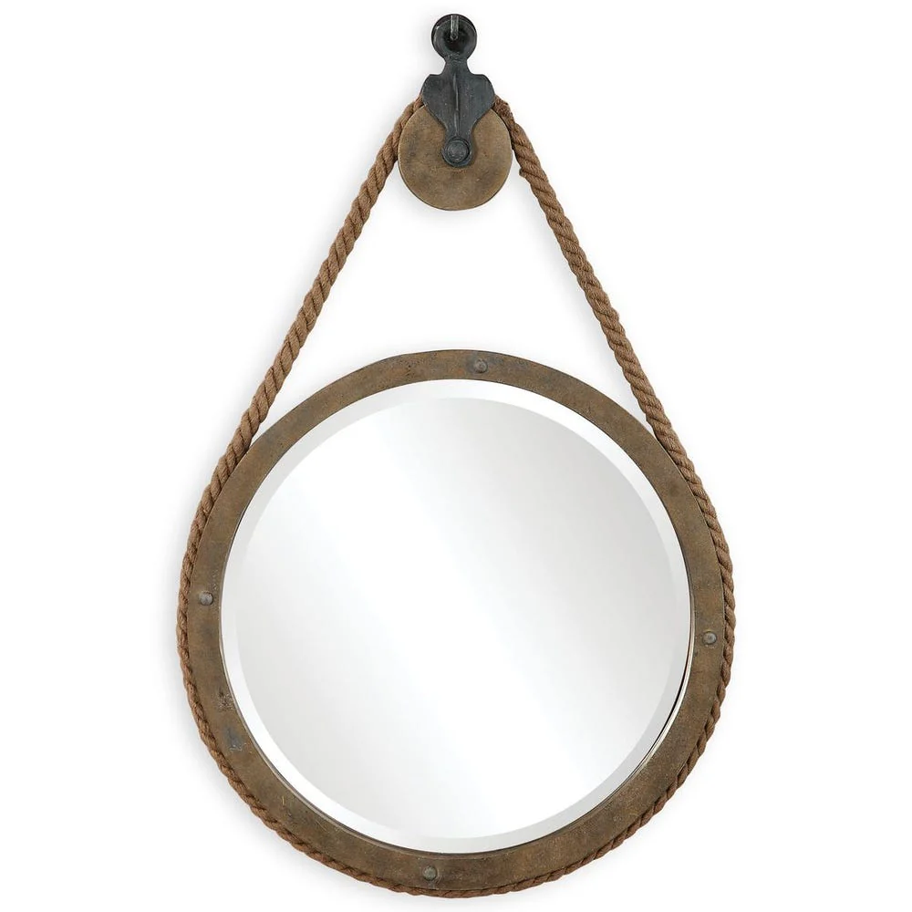 Uttermost Melton Rustic Aged Wood Round Mirror - Image 5