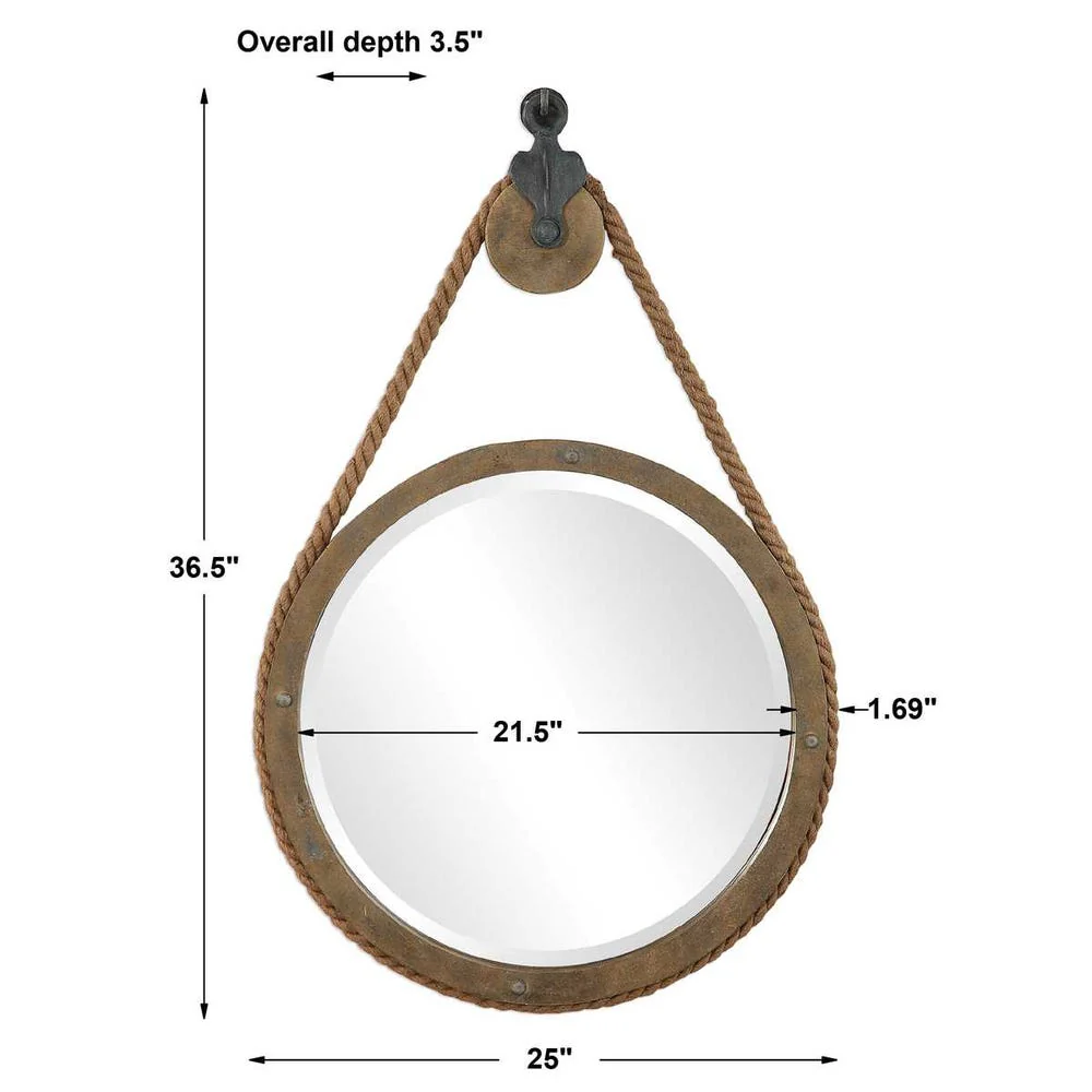 Uttermost Melton Rustic Aged Wood Round Mirror - Image 7