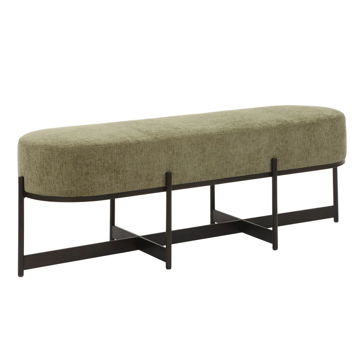 Uttermost Merino Moss Green Upholstered Bench With Bronze Iron Frame - Image 4