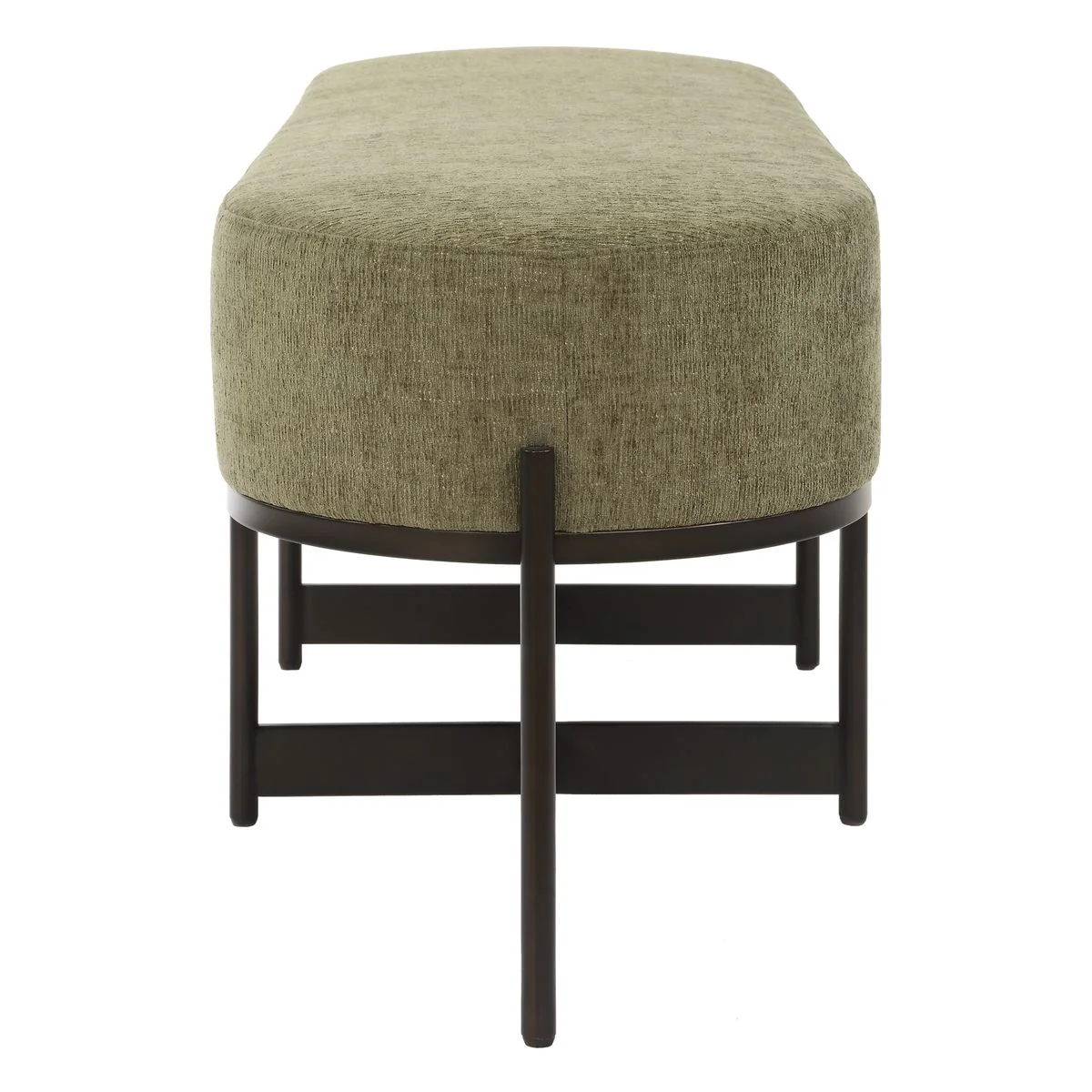Uttermost Merino Moss Green Upholstered Bench With Bronze Iron Frame - Image 5