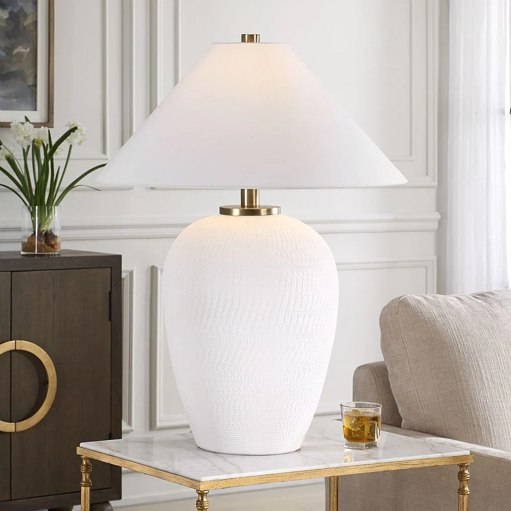 Uttermost Merriton Urn Shape Matte White Table Lamp