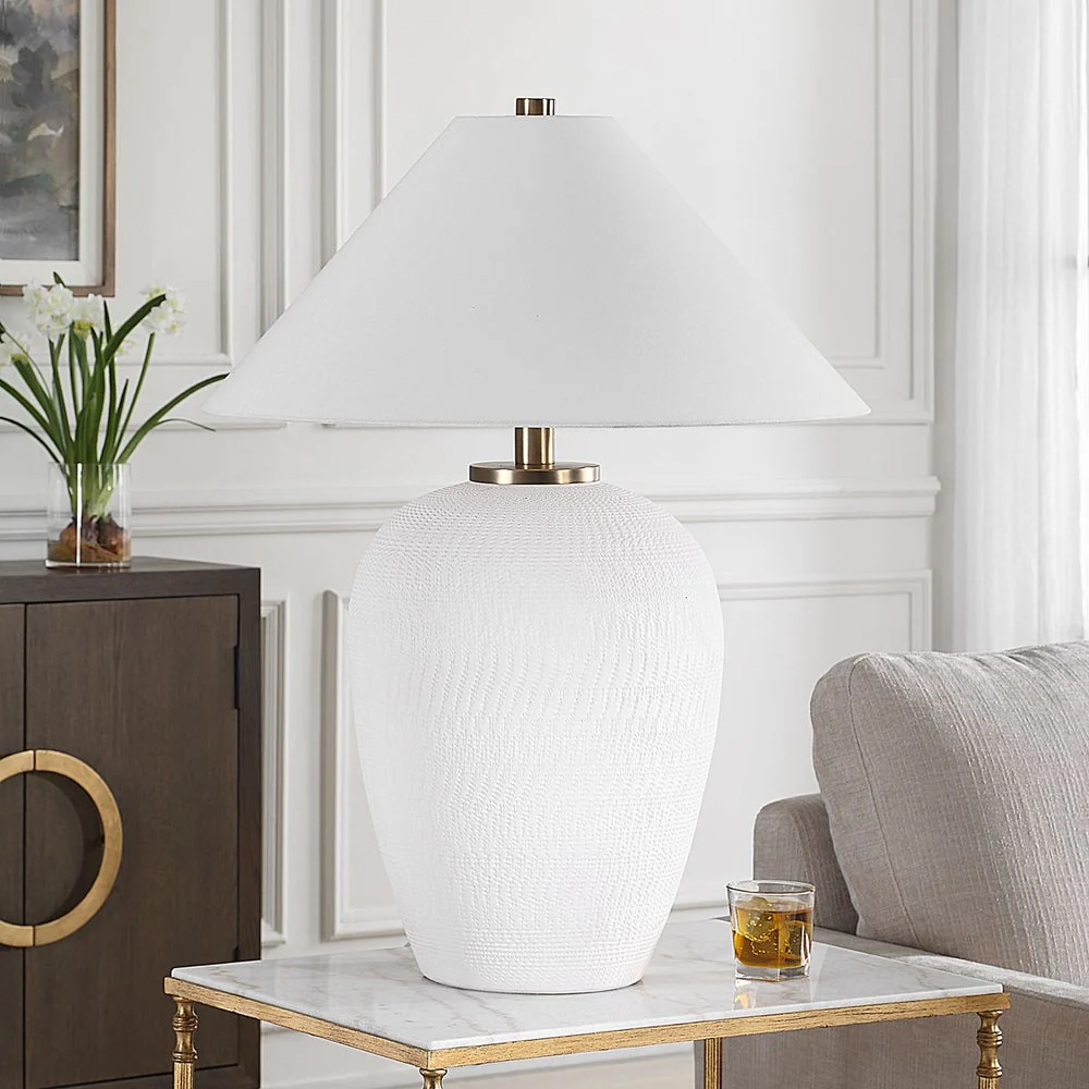 Uttermost Merriton Urn Shape Matte White Table Lamp - Image 2
