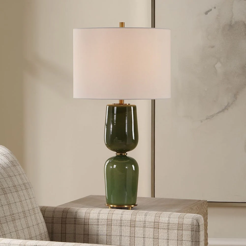 Uttermost Meyer Moss Green With Antique Brass Table Lamp