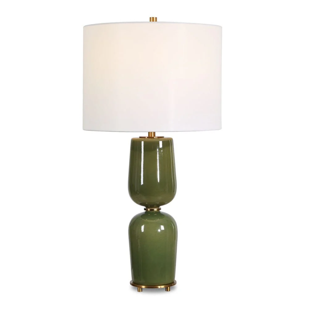 Uttermost Meyer Moss Green With Antique Brass Table Lamp - Image 3