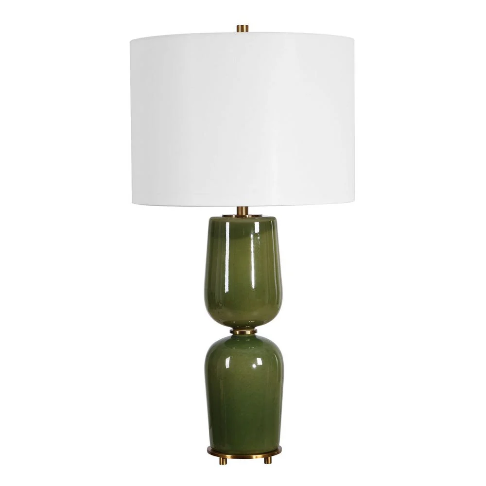 Uttermost Meyer Moss Green With Antique Brass Table Lamp - Image 4