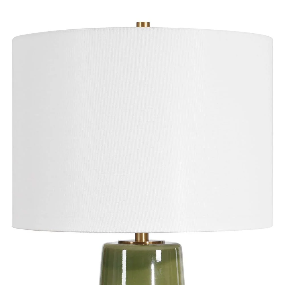 Uttermost Meyer Moss Green With Antique Brass Table Lamp - Image 5