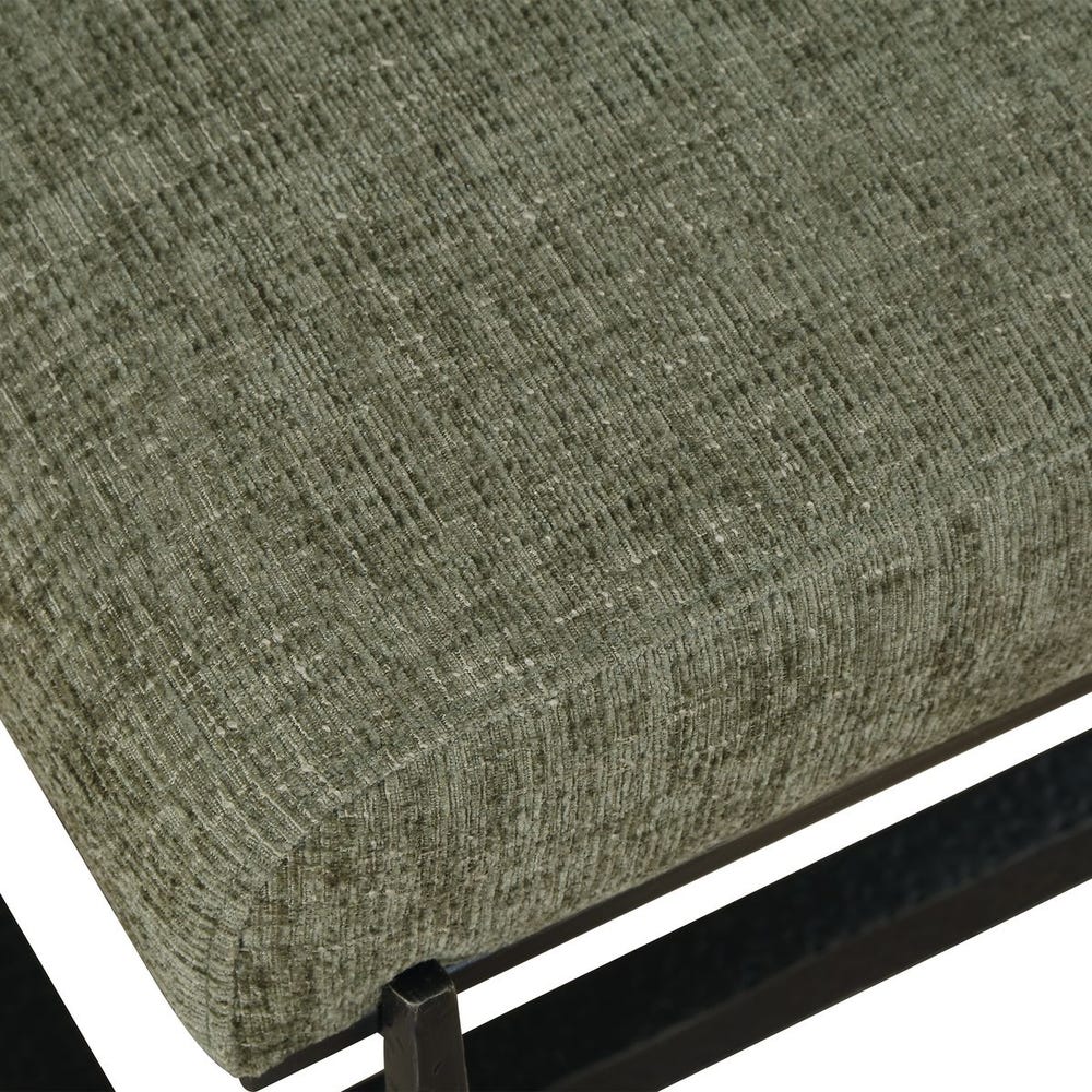 Uttermost Midas Antique Bronze Iron Small Bench With Moss Cushioned Seat - Image 8
