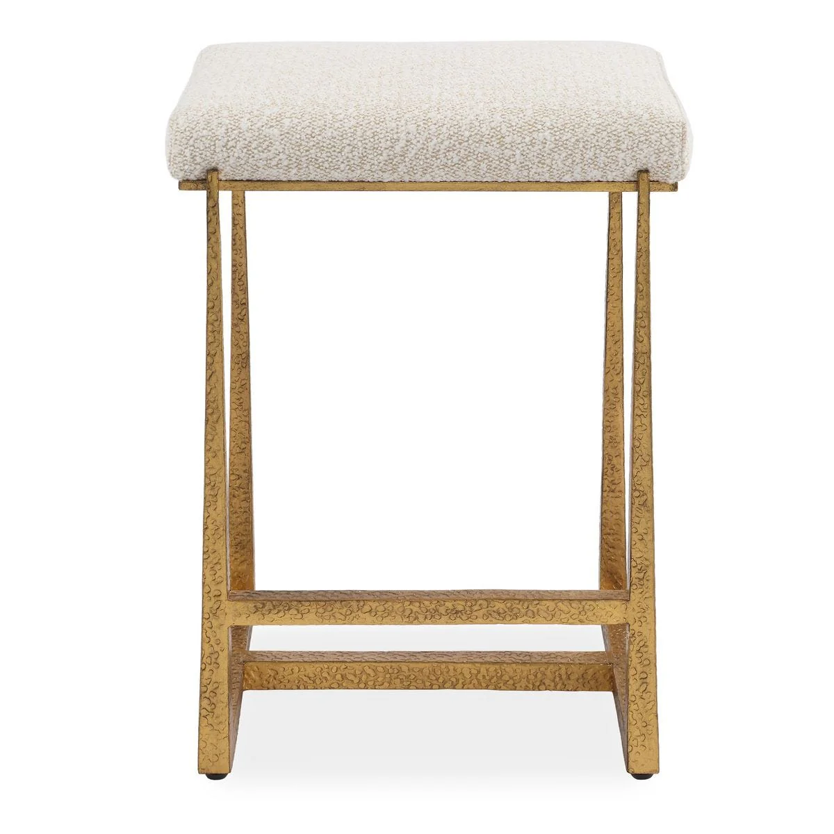 Uttermost Midas Antiqued Gold Iron Counter Stool With Cushioned Seat - Image 3