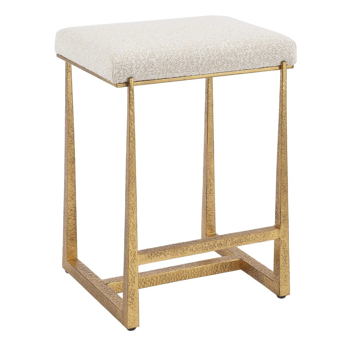 Uttermost Midas Antiqued Gold Iron Counter Stool With Cushioned Seat - Image 4