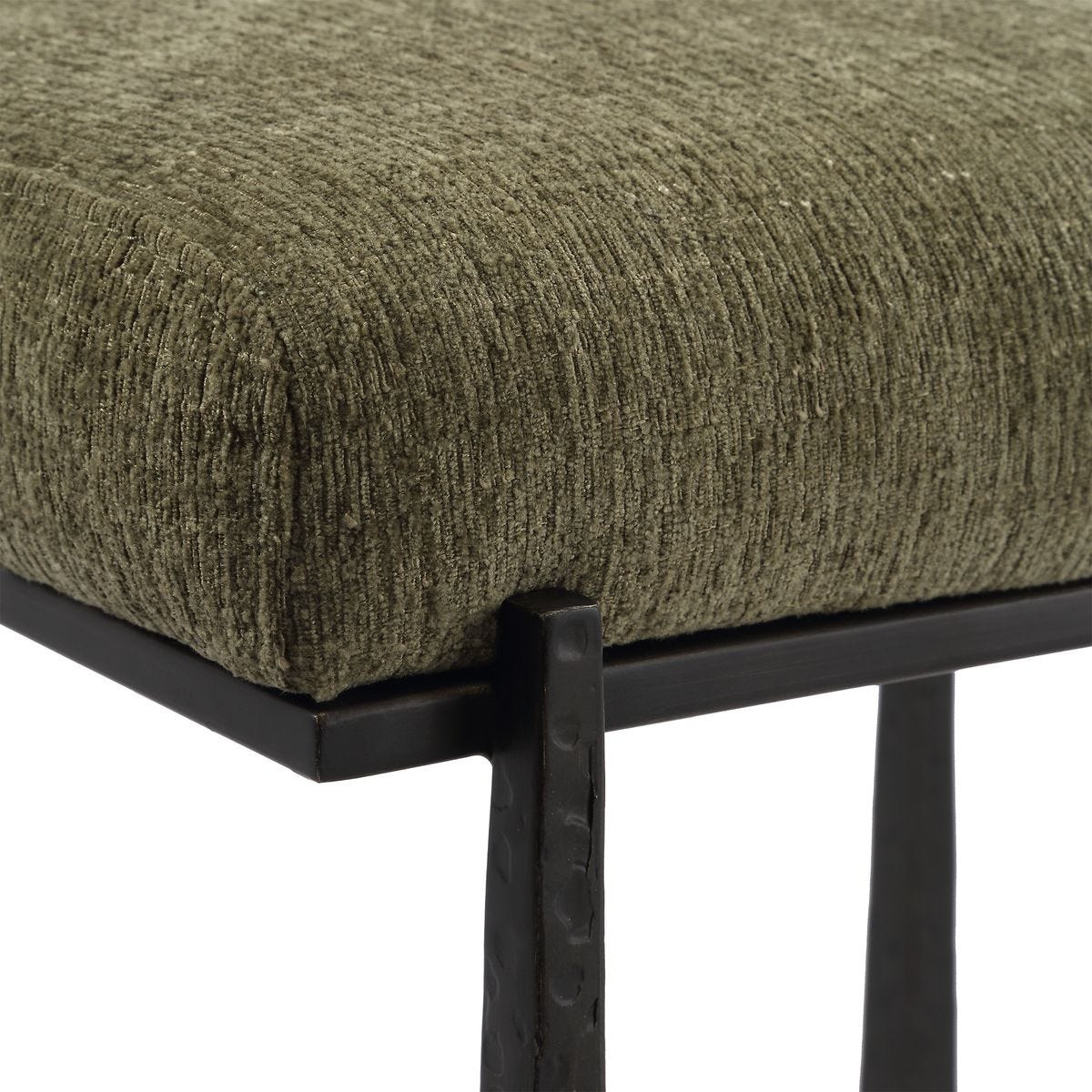 Uttermost Midas Antiqued Bronze Iron Counter Stool With Moss Cushioned Seat - Image 3