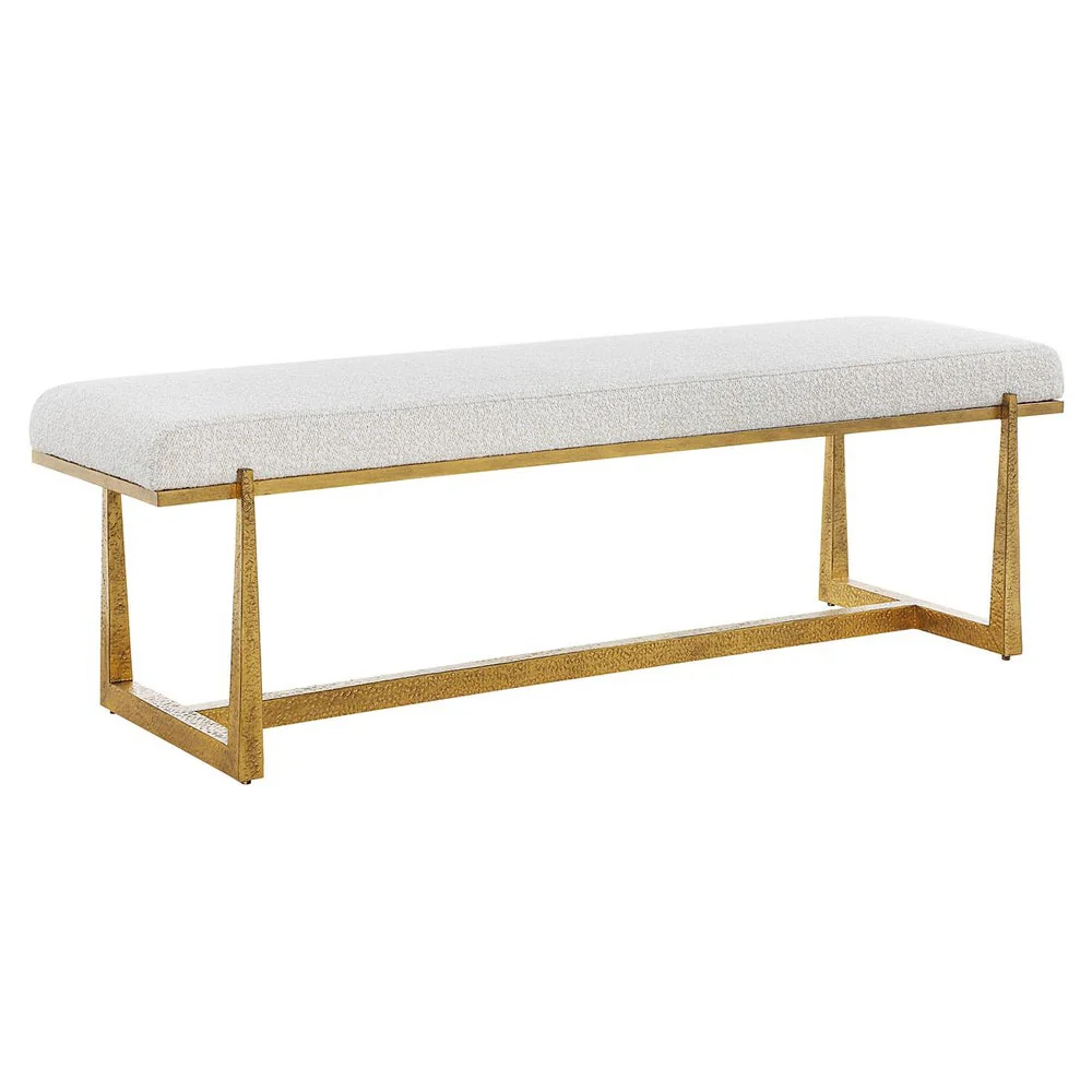 Uttermost Midas Bench With Textured Antique Gold Finish - Image 4