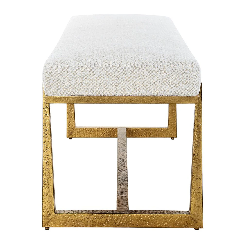 Uttermost Midas Bench With Textured Antique Gold Finish - Image 5