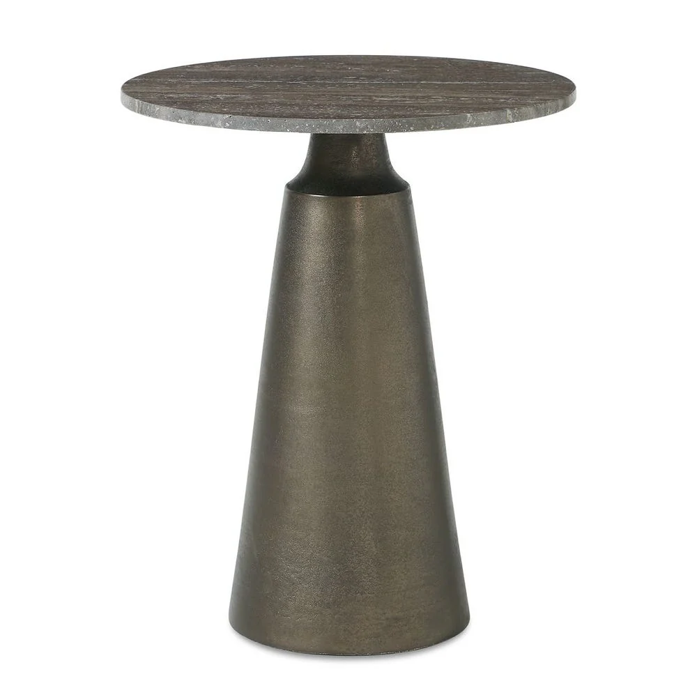 Uttermost Midsummer Titanium Travertine Top Accent Table ~ Indoor & Outdoor Use - Image 2