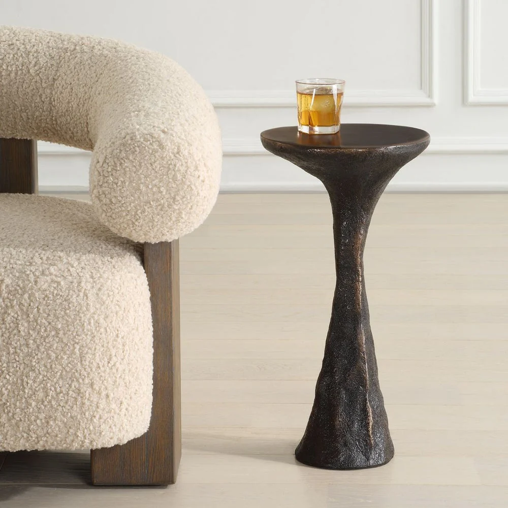 Uttermost Milan Black Concrete Drink Table ~ Indoor and Outdoor Use