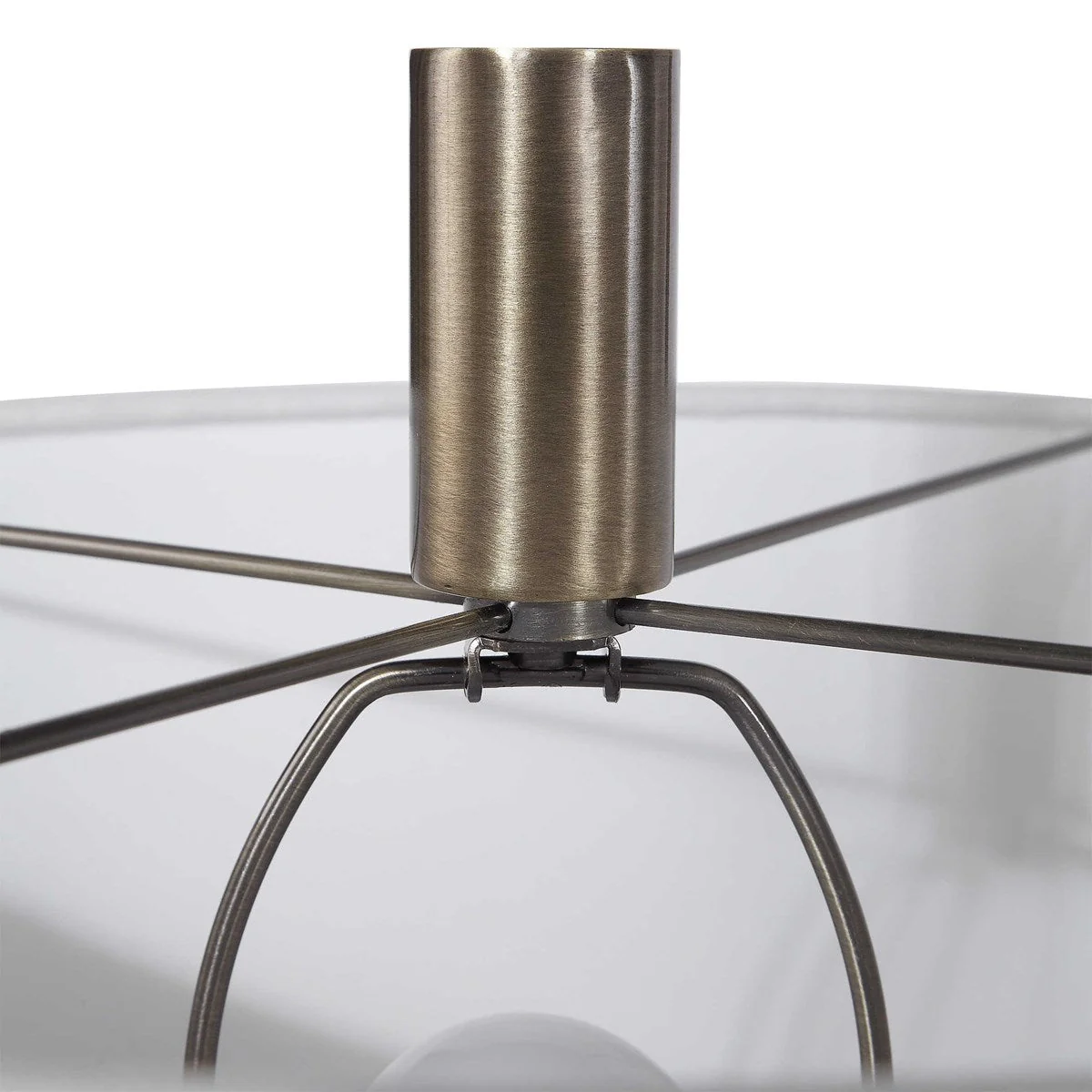 Uttermost Minette Antiqued Brass and White Marble Floor Lamp With Linen Shade - Image 5