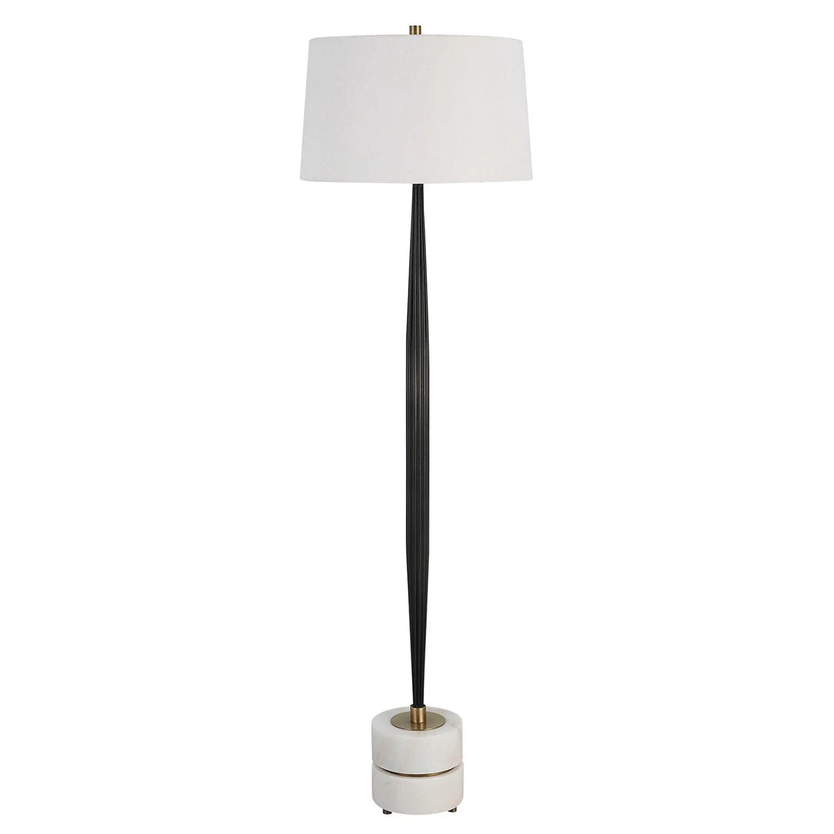 Uttermost Miraz Brushed Brass and Marble Floor Lamp With White Shade - Image 5