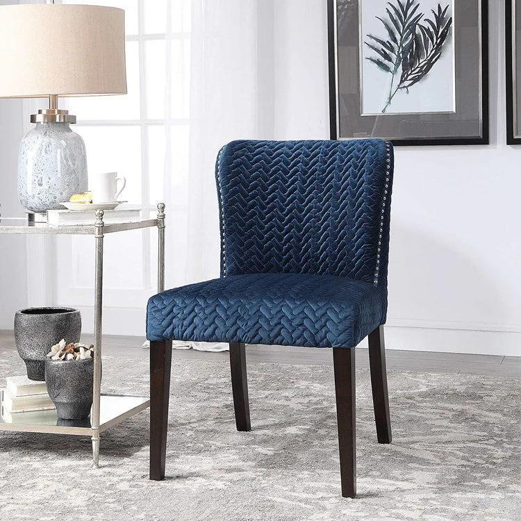 Uttermost Miri Blue Velvet Accent Chairs Set of 2 - Image 3