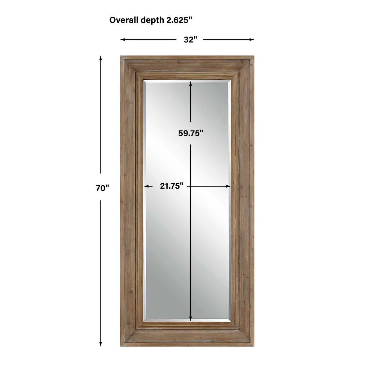 Uttermost Missoula Solid Light Gray Wash Wood Mirror - Image 5