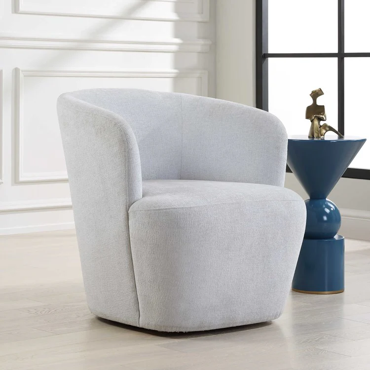 Uttermost Mist Cloud Blue Barrel Swivel Chair - Image 3