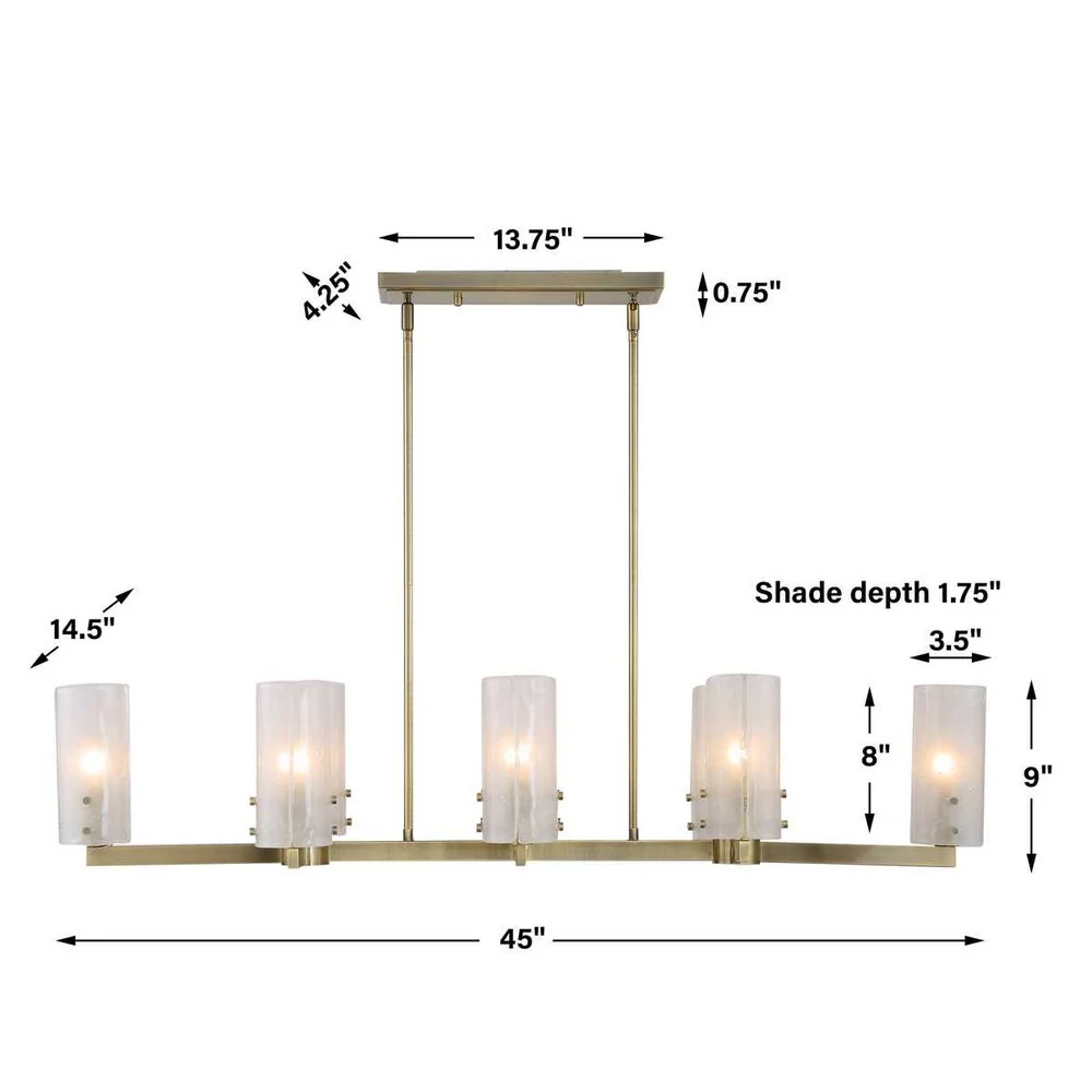 Uttermost Mistie Seeded Glass Panels 8 Light Linear Chandelier - Image 11