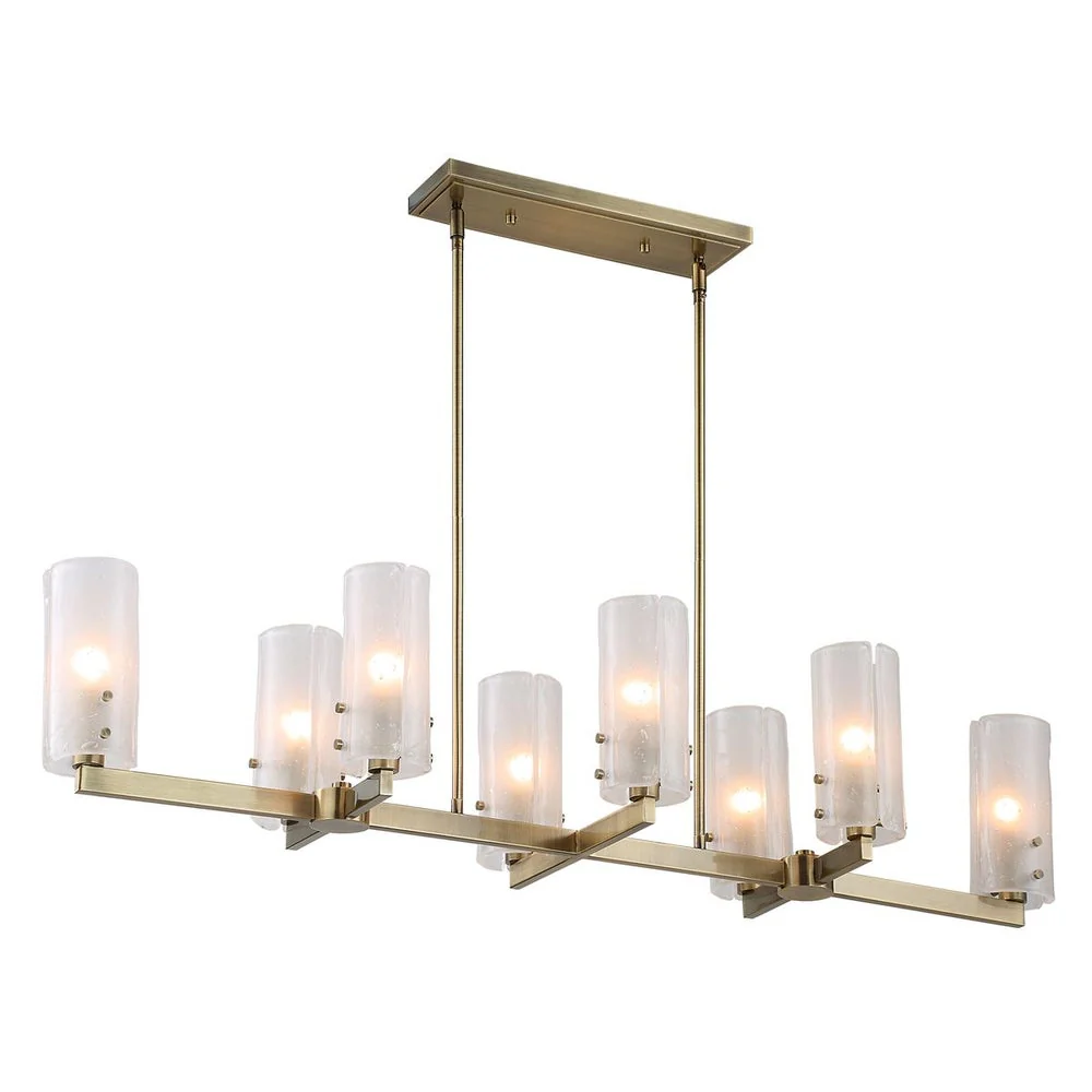 Uttermost Mistie Seeded Glass Panels 8 Light Linear Chandelier - Image 5