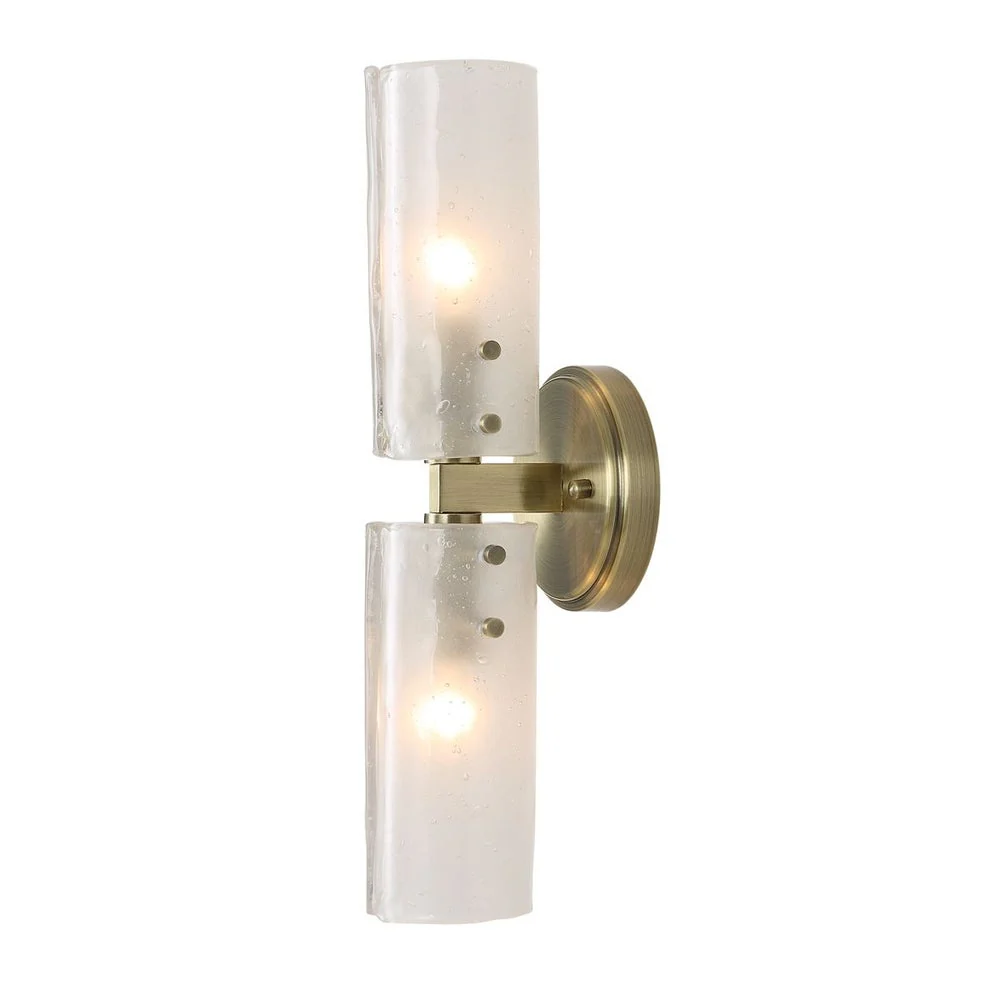 Uttermost Mistie Seeded Glass With Antique Bronze 2 Light Sconce - Image 5