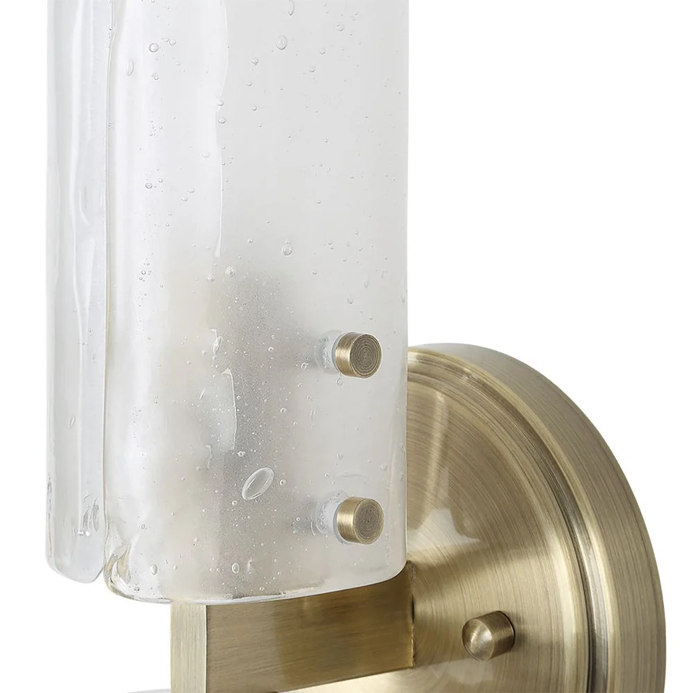 Uttermost Mistie Seeded Glass With Antique Bronze 2 Light Sconce - Image 7