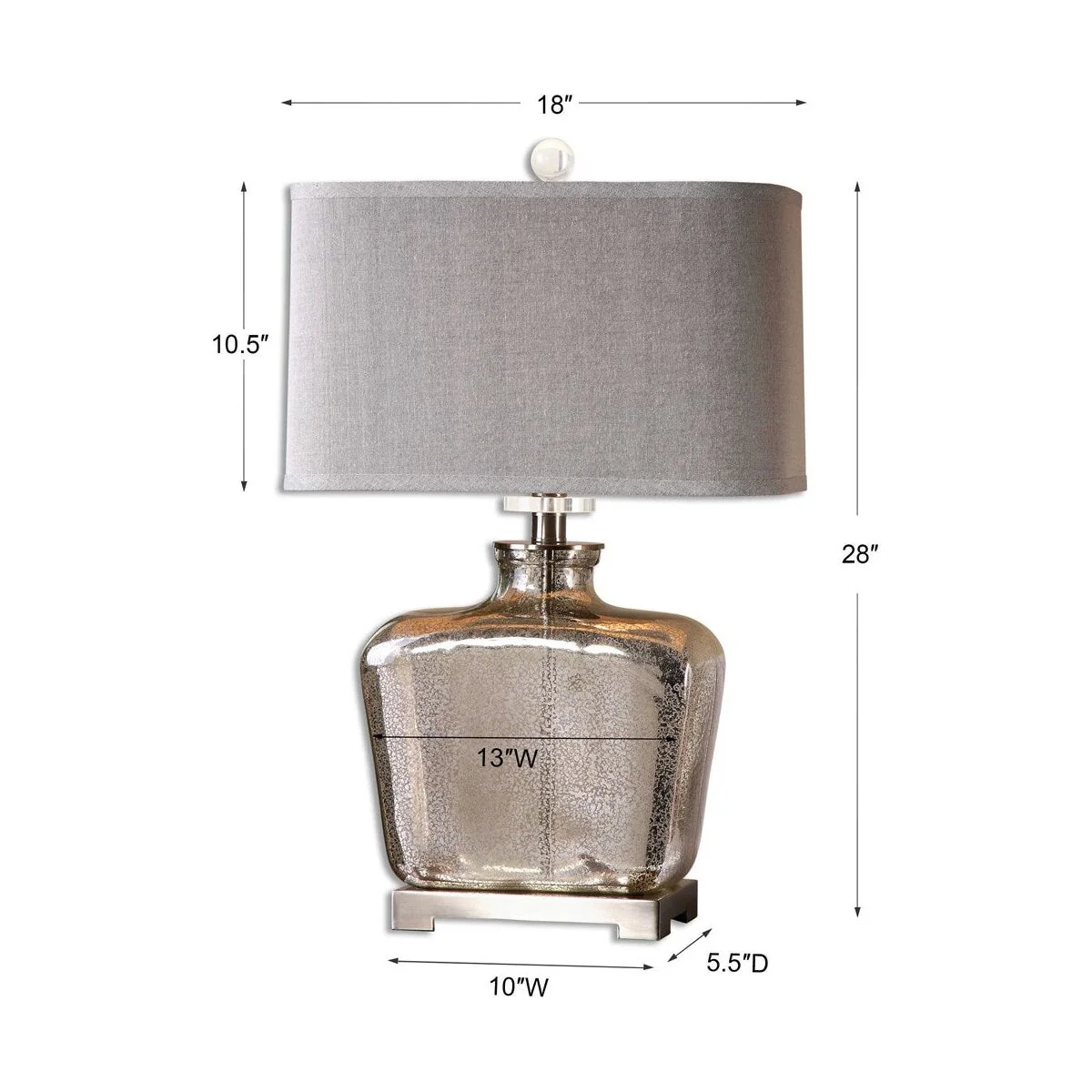 Uttermost Molinara Mercury Glass Table Lamp With Beige Linen Shade - Image 3