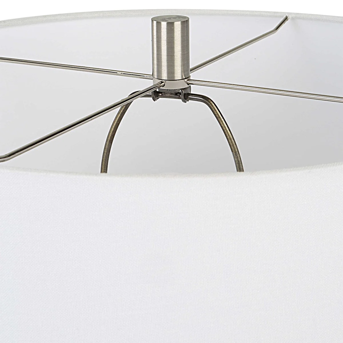 Uttermost Mountainscape Off-White and Gray Ceramic Table Lamp With White Linen Shade - Image 7