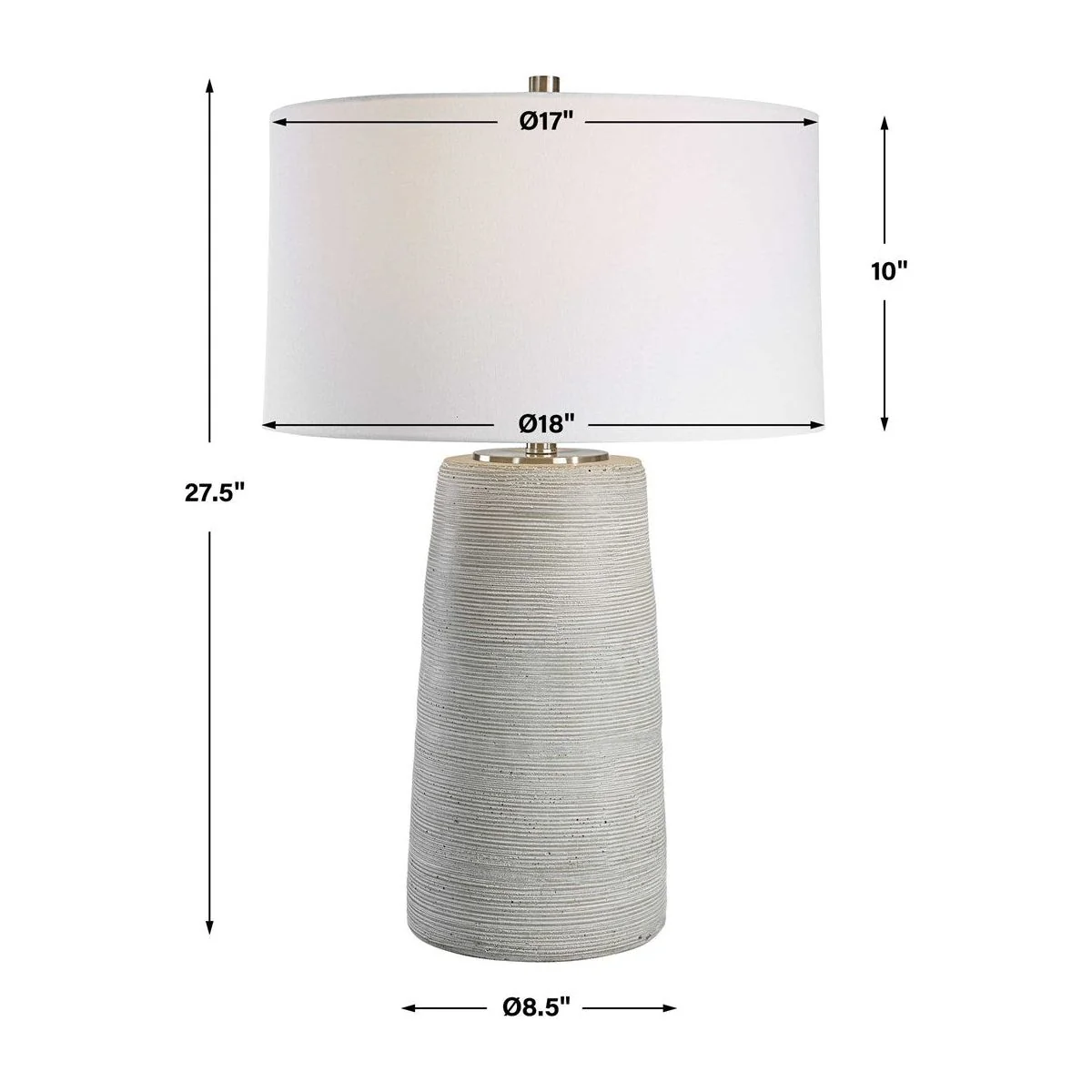 Uttermost Mountainscape Off-White and Gray Ceramic Table Lamp With White Linen Shade - Image 8