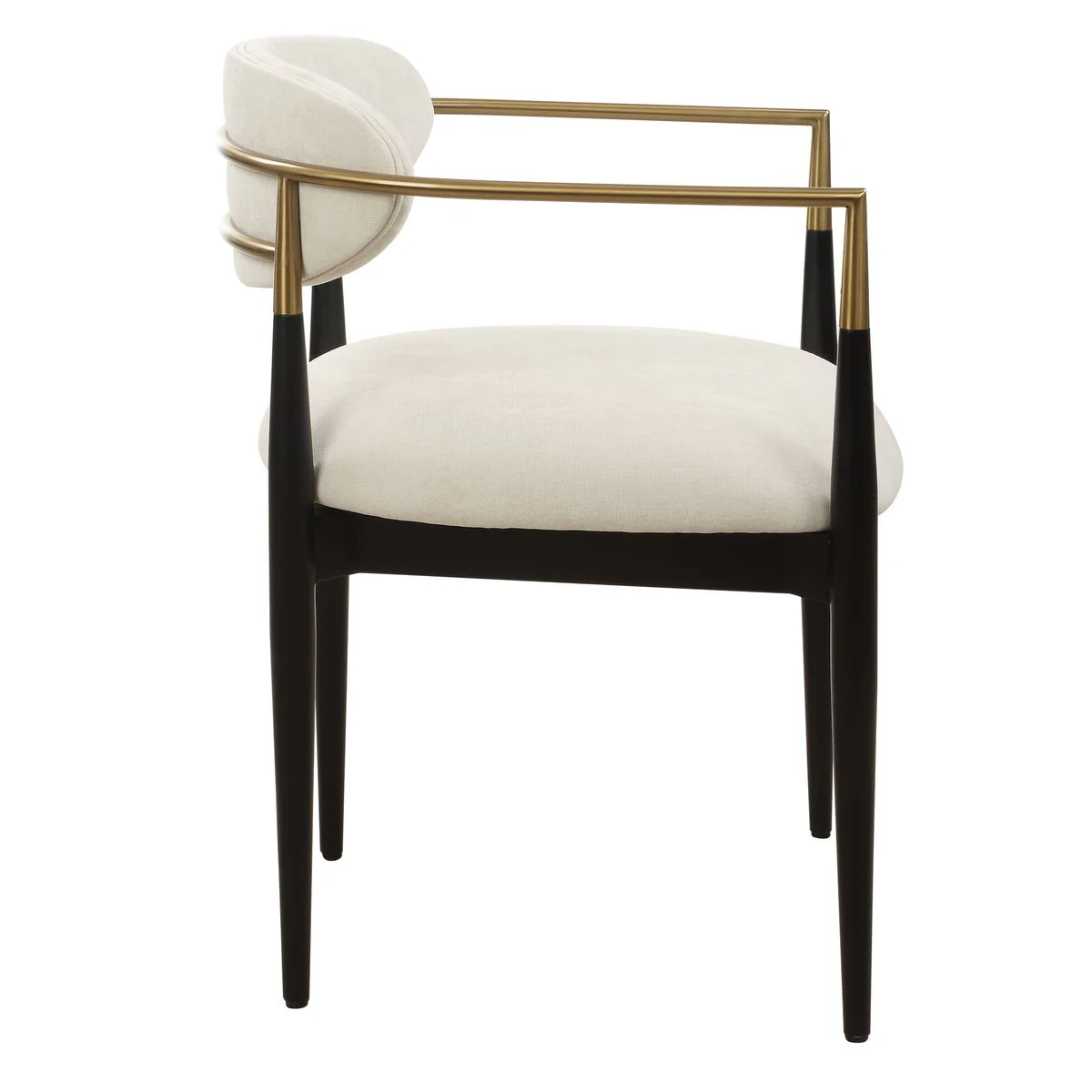Uttermost Moxie Off-White Velvet Dining Chair With Matte Black Wood and Brushed Brass - Image 5
