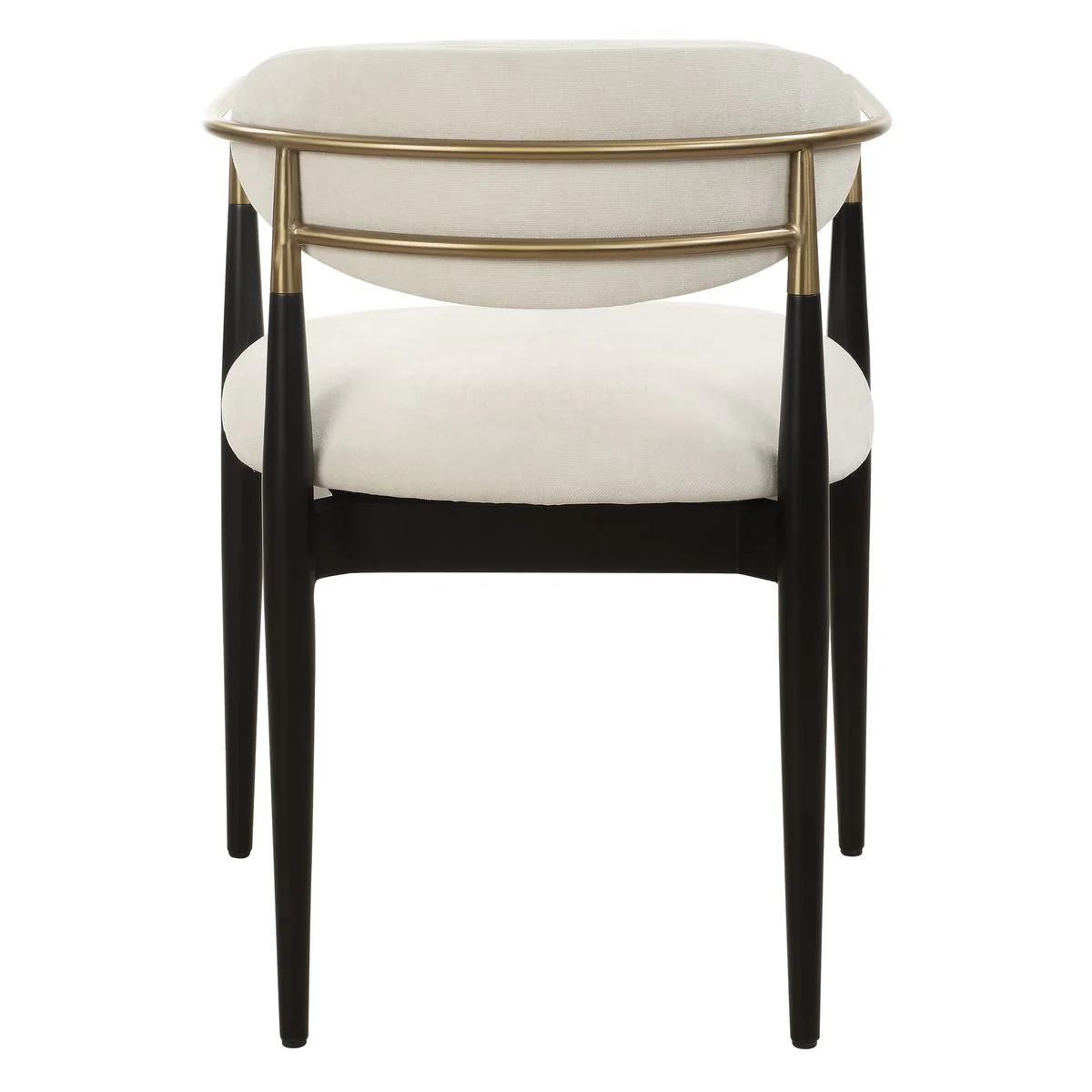 Uttermost Moxie Off-White Velvet Dining Chair With Matte Black Wood and Brushed Brass - Image 6