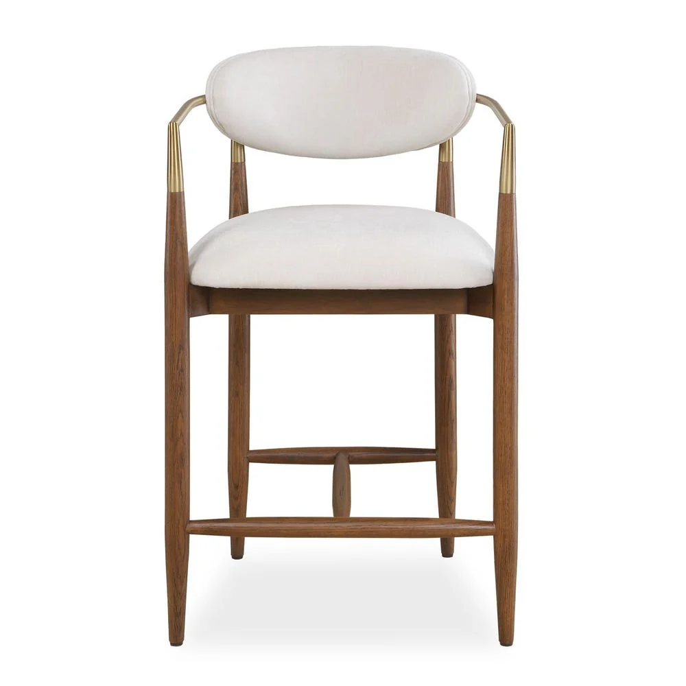 Uttermost Moxie Off- White Velvet With Natural Walnut Frame Counter Stool - Image 3