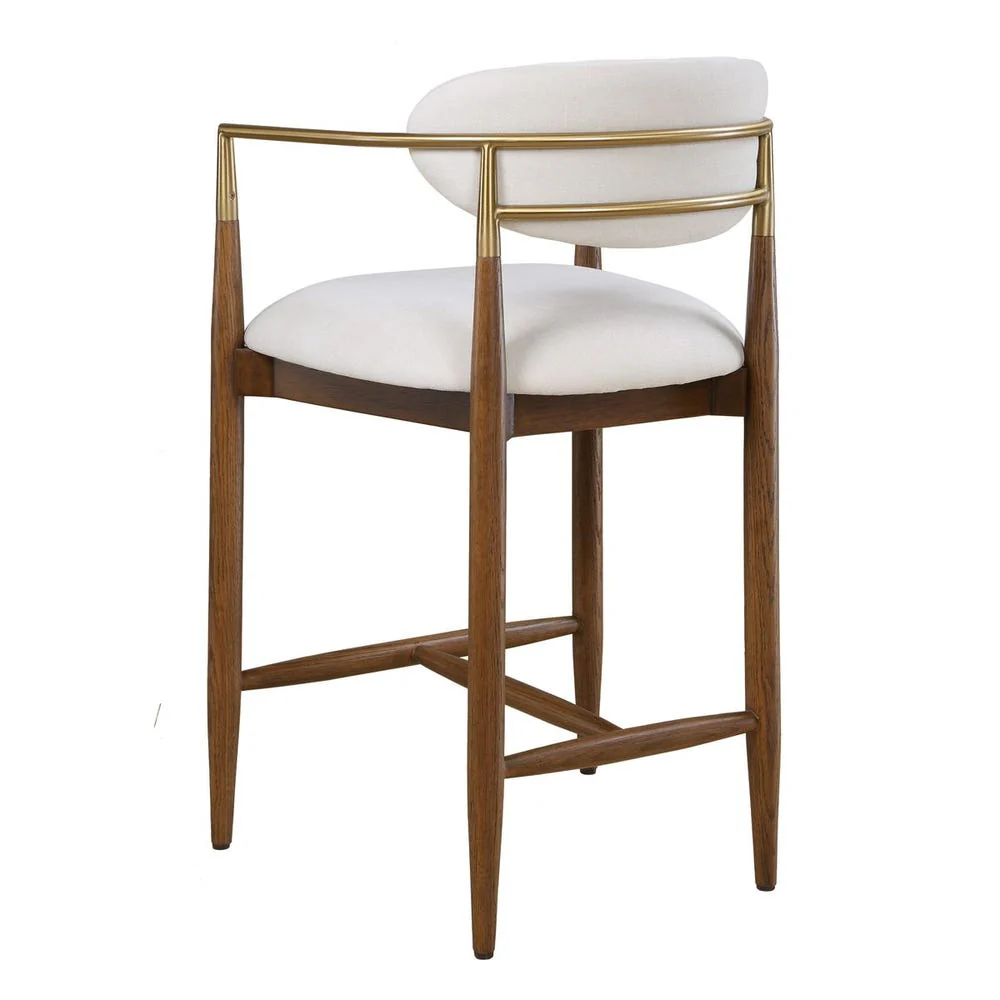 Uttermost Moxie Off- White Velvet With Natural Walnut Frame Counter Stool - Image 7