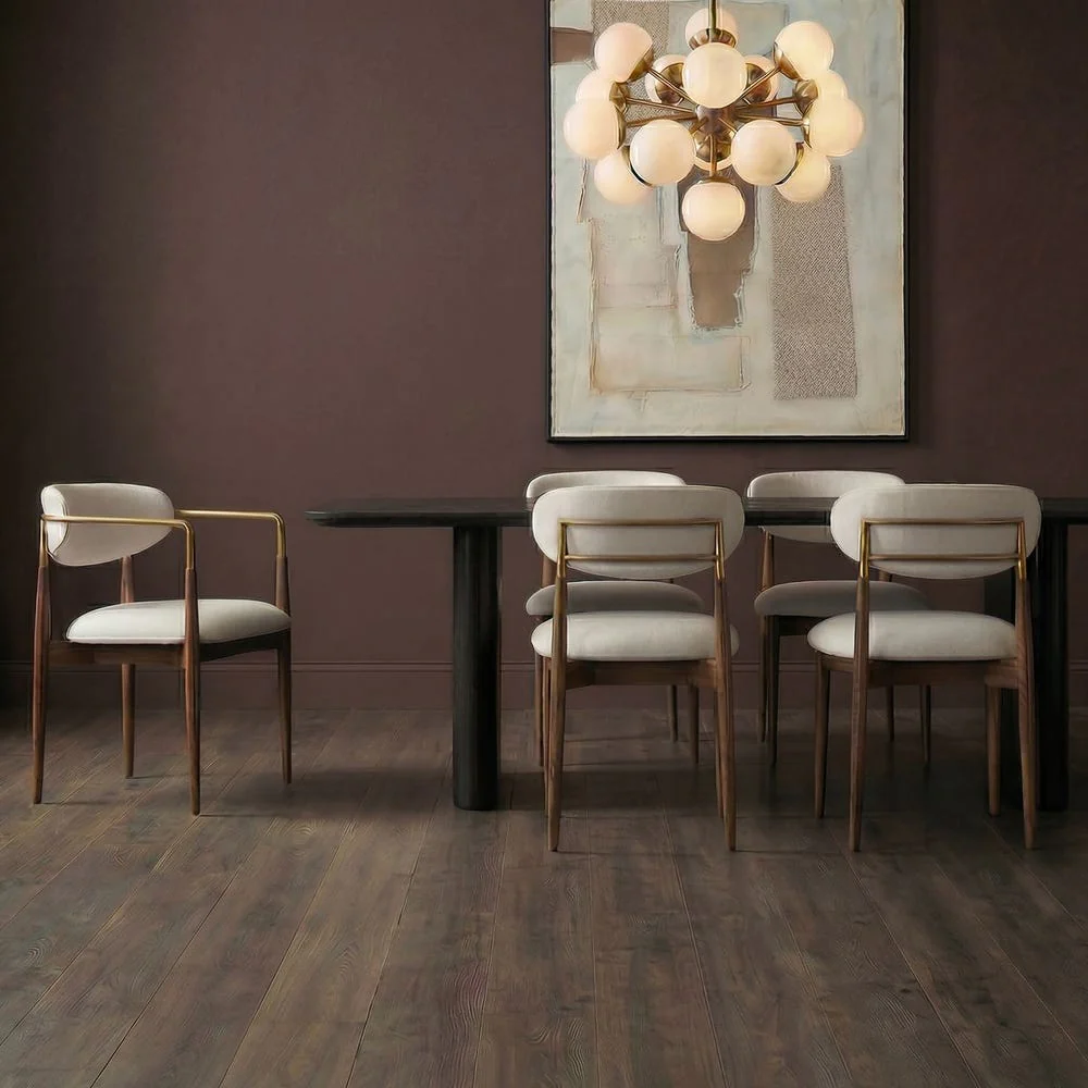 Uttermost Moxie Off- White Velvet With Natural Walnut Frame Armless Dining Chairs ~ Set Of Two