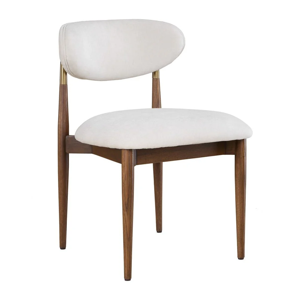 Uttermost Moxie Off- White Velvet With Natural Walnut Frame Armless Dining Chairs ~ Set Of Two - Image 3