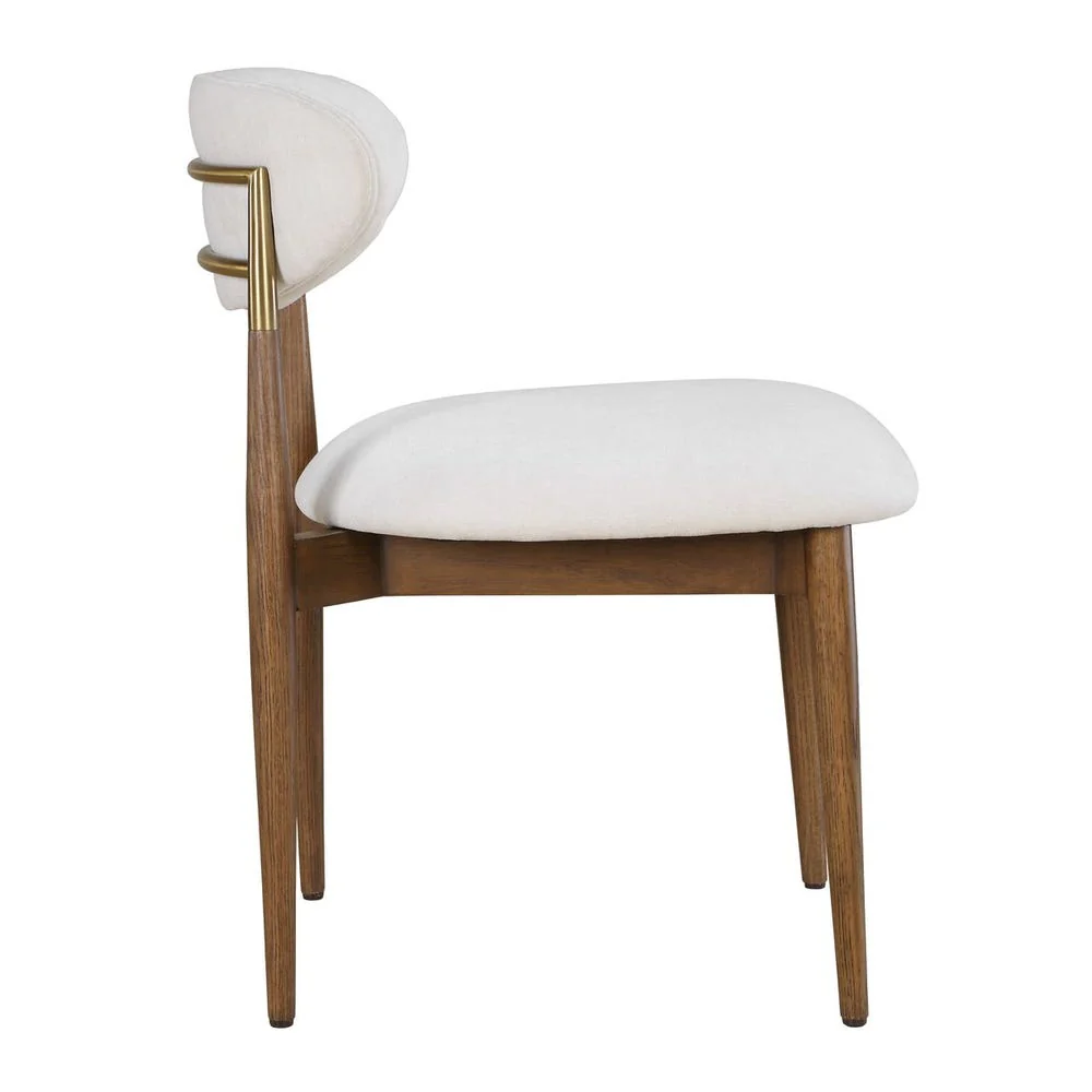 Uttermost Moxie Off- White Velvet With Natural Walnut Frame Armless Dining Chairs ~ Set Of Two - Image 4