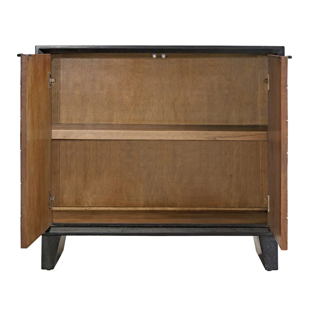 Uttermost Muestra Mindi Wood And Sleek Black Finish 2 Dood Cabinet - Image 3