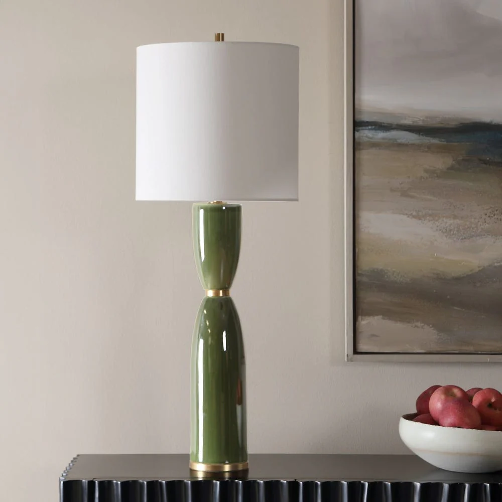 Uttermost Nacua Hourglass Shaped Deep Green Table Lamp - Image 2