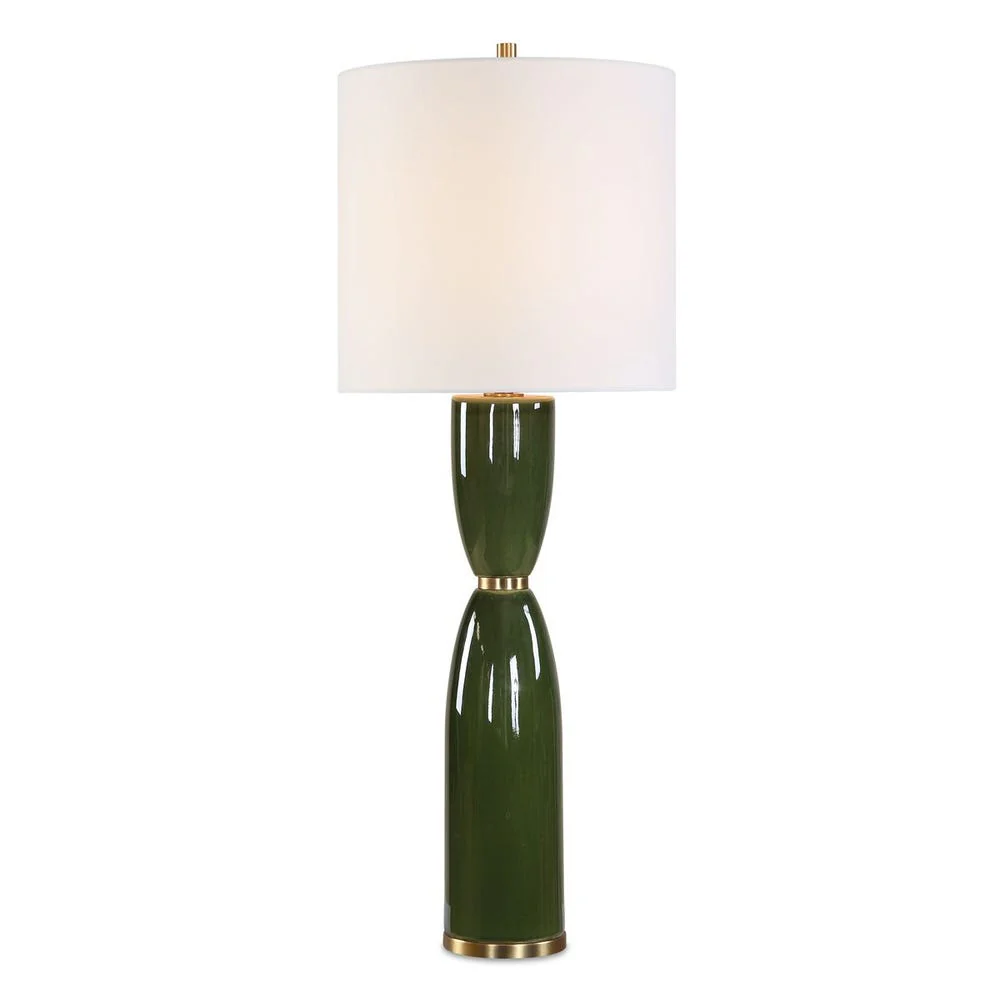 Uttermost Nacua Hourglass Shaped Deep Green Table Lamp - Image 3