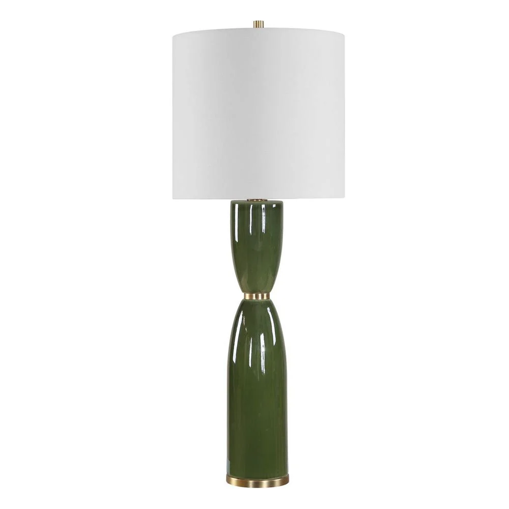 Uttermost Nacua Hourglass Shaped Deep Green Table Lamp - Image 4