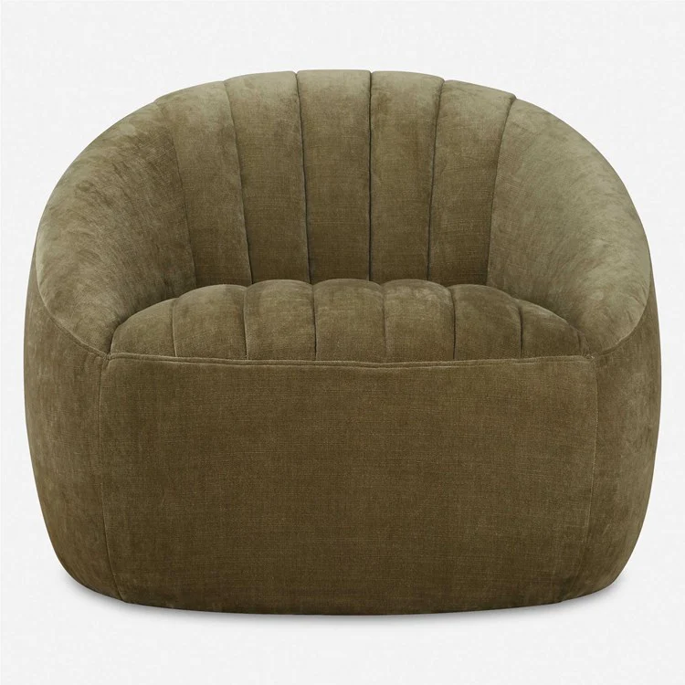 Uttermost Narrows Moss Green Velvet Chenille Channeled Swivel Chair - Image 2