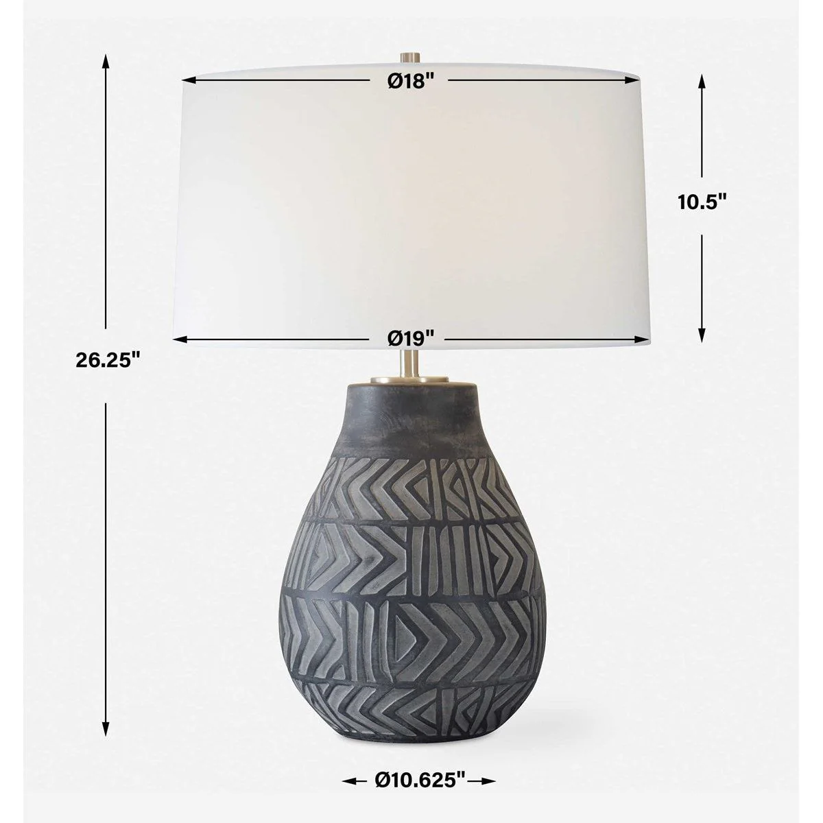 Uttermost Natchez Charcoal Ceramic Table Lamp With White Linen Shade - Image 7
