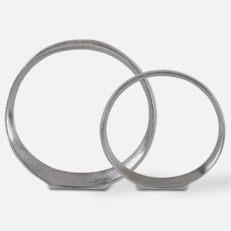 Uttermost Orbits Ring Nickel Set of 2 Sculptures - Image 2