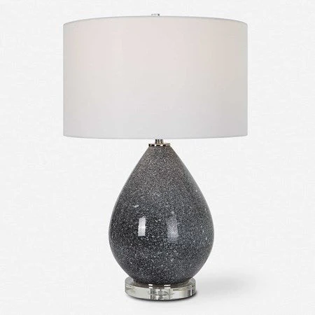 Uttermost Nebula Black and White Speckled Glazed Ceramic Table Lamp With White Shade - Image 2