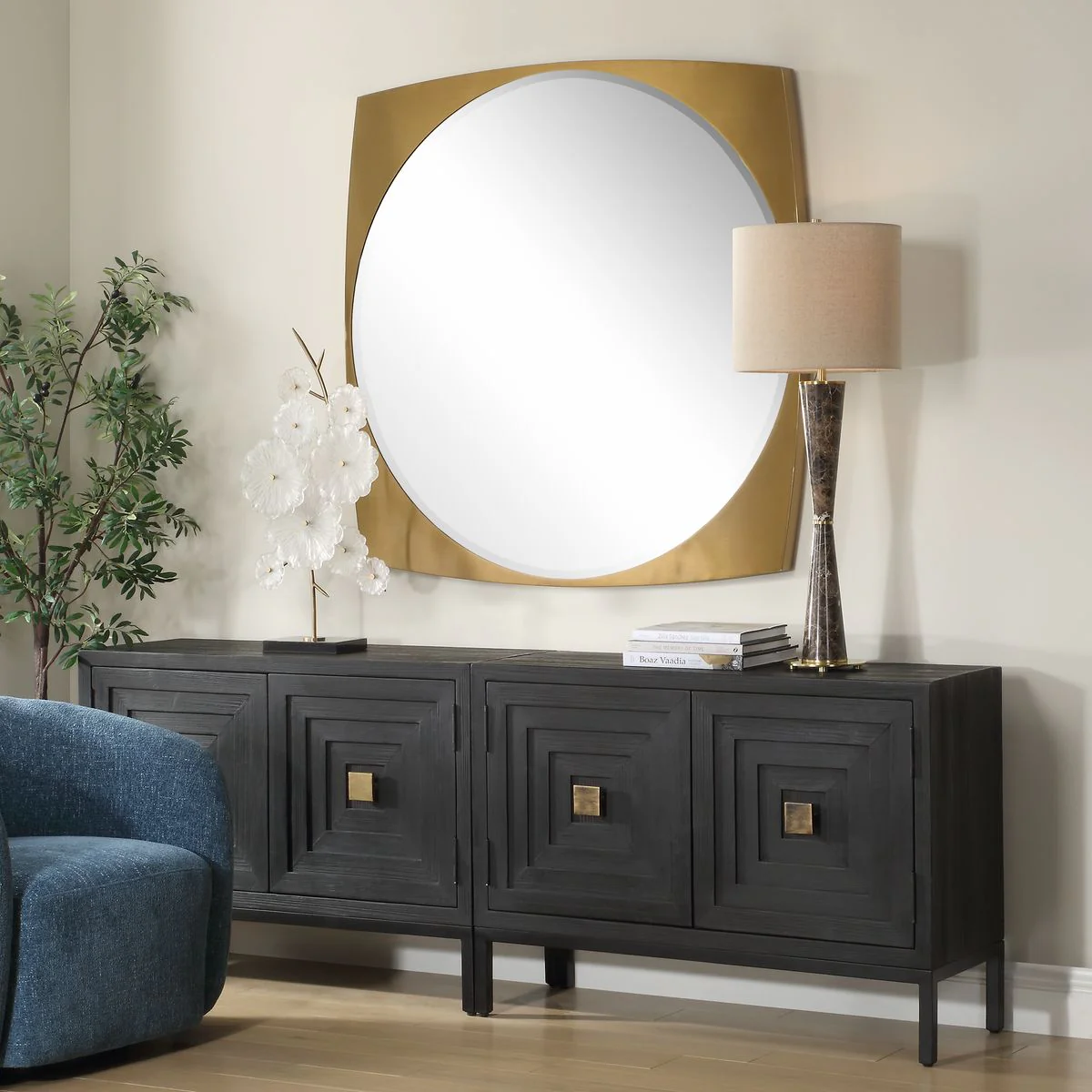 Uttermost Neilia Antique Brass Square Frame Mirror