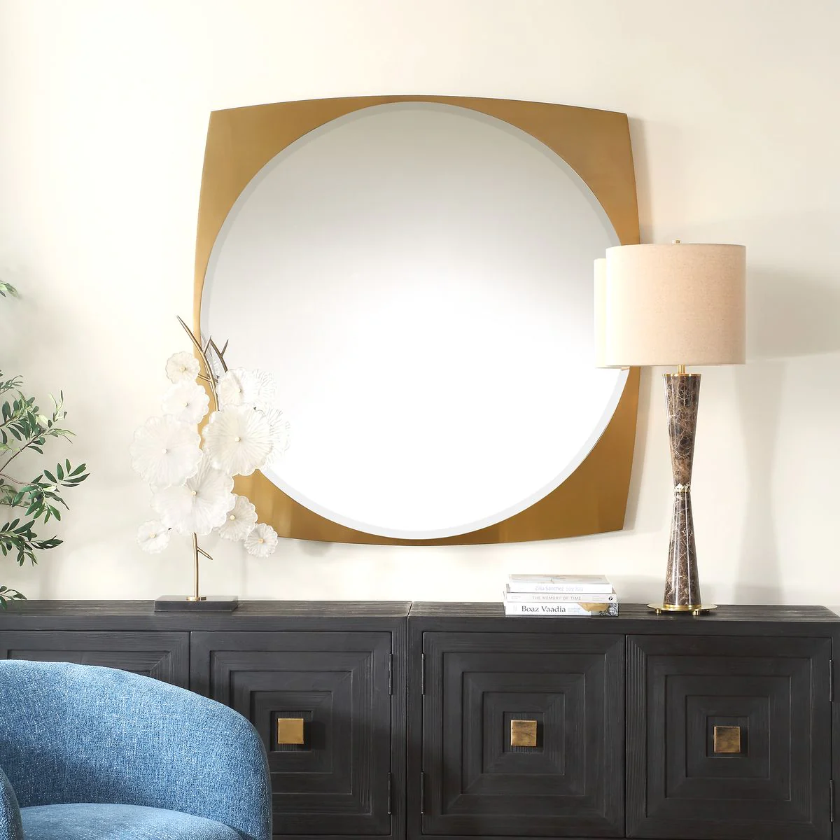 Uttermost Neilia Antique Brass Square Frame Mirror - Image 2