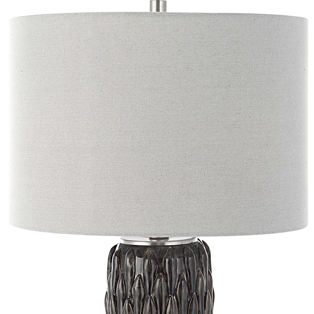 Uttermost Nettle Mushroom Gray Glazed Ceramic Table Lamp With Drum Shade - Image 5