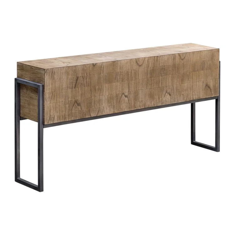 Uttermost Nevis Light Wash With Aged Iron Frame Console Table - Image 3