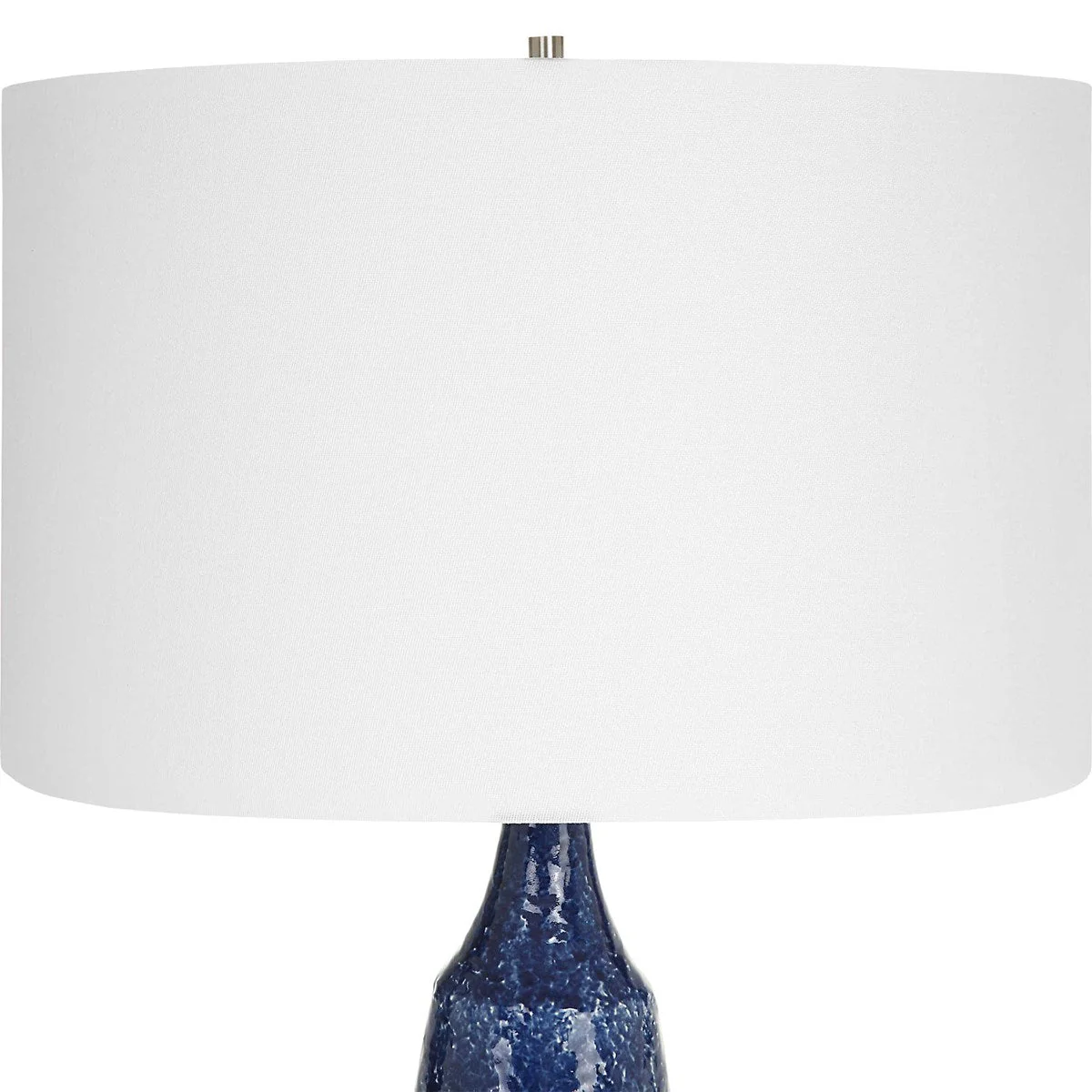 Uttermost Newport Cobalt Blue Glazed Ceramic Table Lamp With White Linen Shade - Image 4